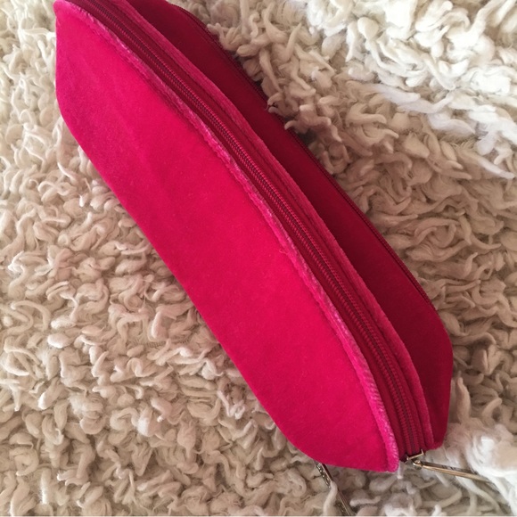 Clinique Handbags - Clinique velvet velour fuzzy Barbie pink fuschia makeup pencil case organizer